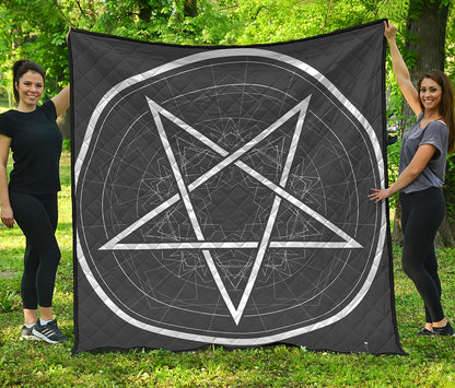 Geometric Inverted Pentagram Print Quilt
