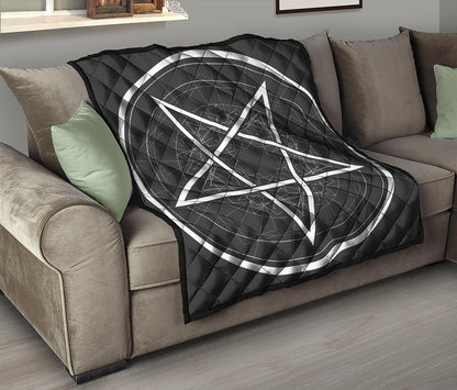 Geometric Inverted Pentagram Print Quilt