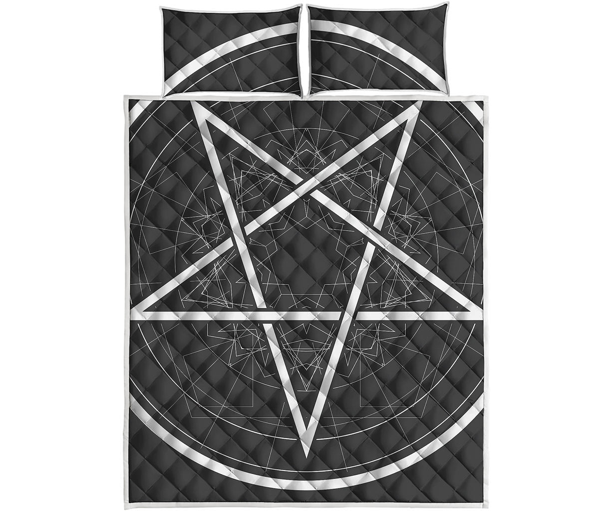 Geometric Inverted Pentagram Print Quilt Bed Set