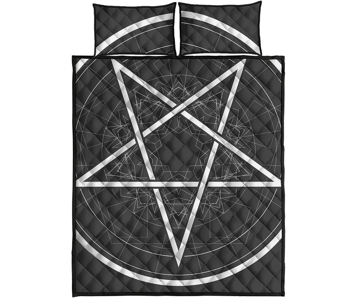 Geometric Inverted Pentagram Print Quilt Bed Set