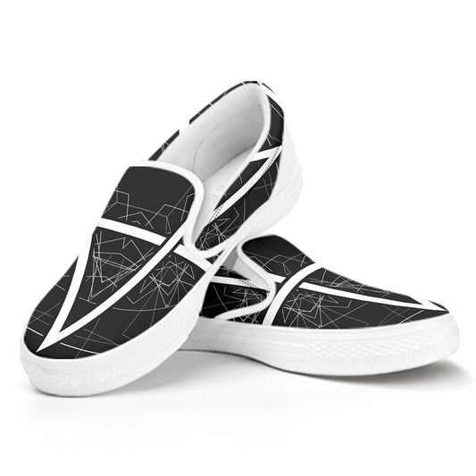 Geometric Inverted Pentagram Print White Slip On Shoes