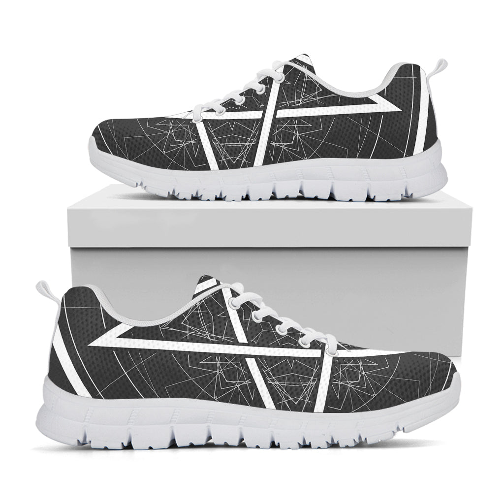 Geometric Inverted Pentagram Print White Sneakers