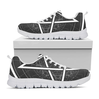 Geometric Inverted Pentagram Print White Sneakers