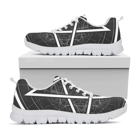 Geometric Inverted Pentagram Print White Sneakers