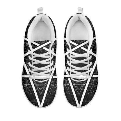 Geometric Inverted Pentagram Print White Sneakers