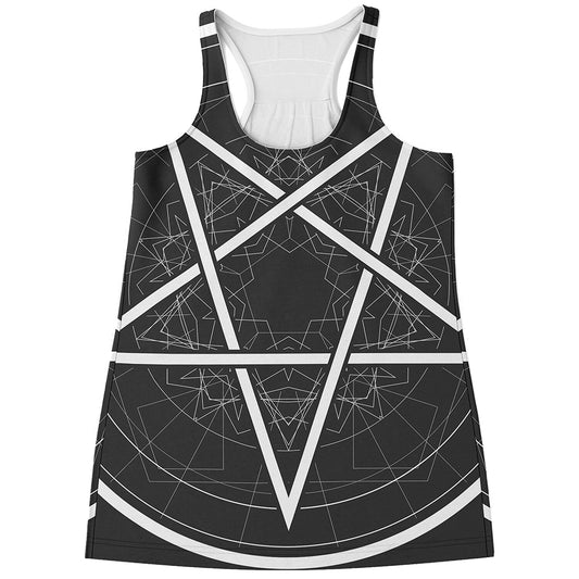 Geometric Inverted Pentagram Print Women's Racerback Tank Top