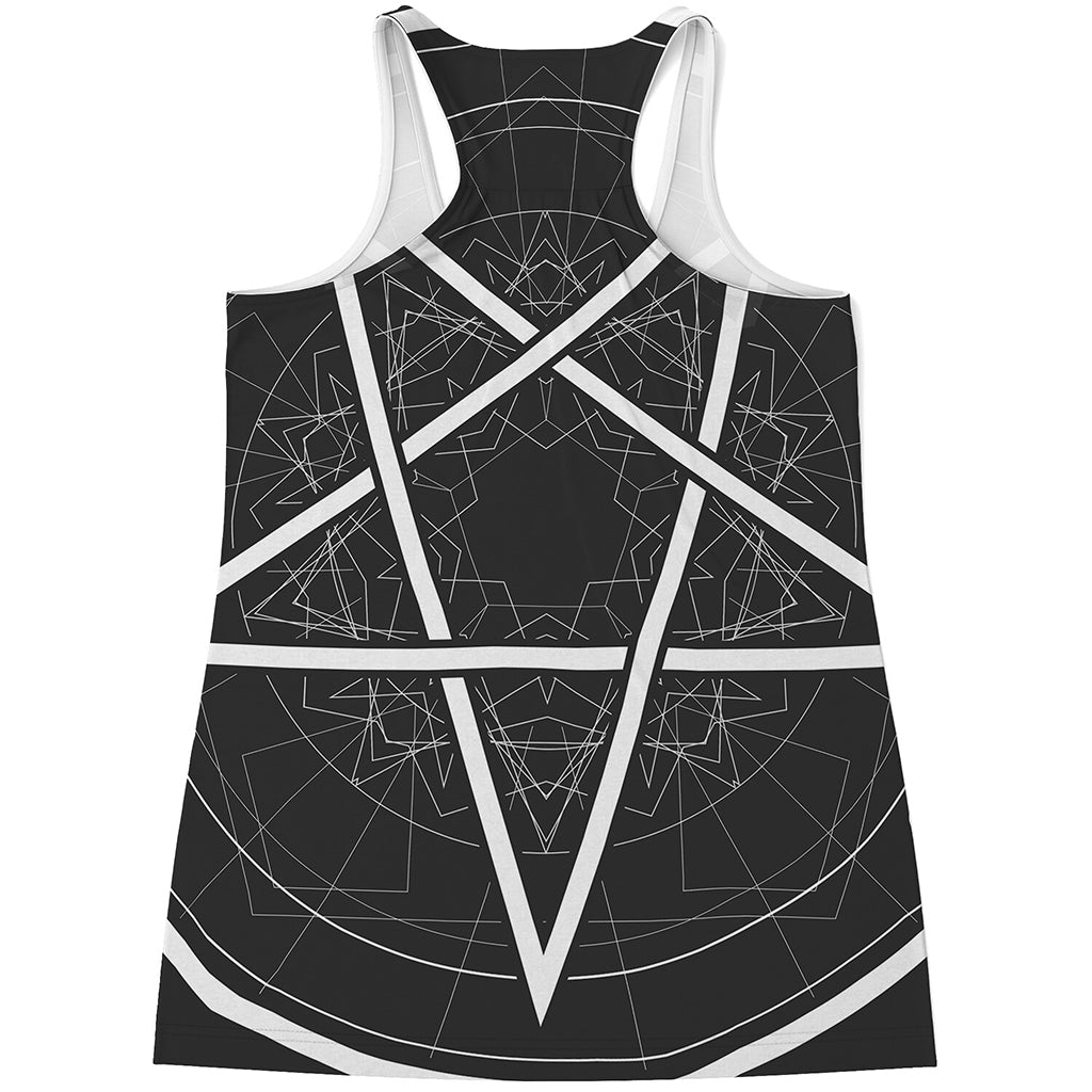 Geometric Inverted Pentagram Print Women's Racerback Tank Top