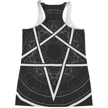 Geometric Inverted Pentagram Print Women's Racerback Tank Top