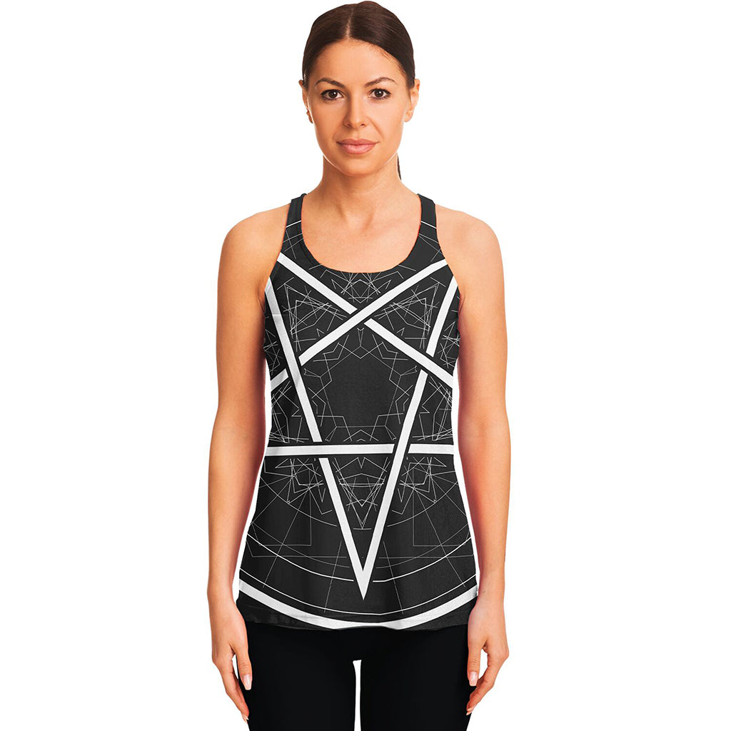 Geometric Inverted Pentagram Print Women's Racerback Tank Top