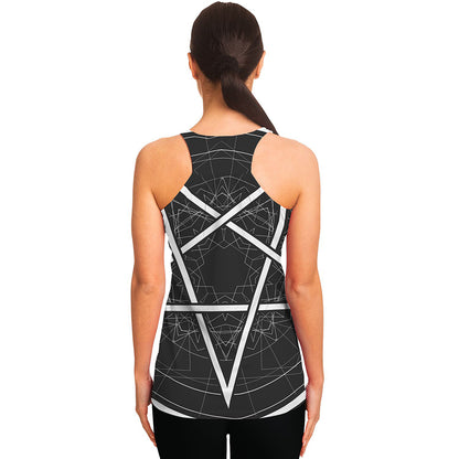 Geometric Inverted Pentagram Print Women's Racerback Tank Top
