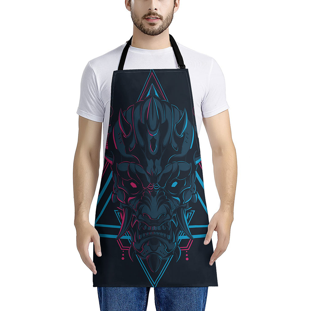 Geometric Japanese Demon Print Apron