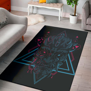 Geometric Japanese Demon Print Area Rug