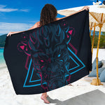 Geometric Japanese Demon Print Beach Sarong Wrap