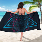 Geometric Japanese Demon Print Beach Sarong Wrap