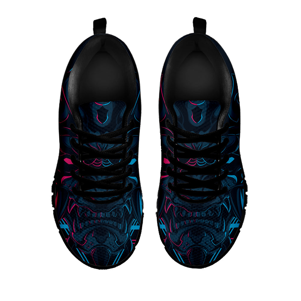 Geometric Japanese Demon Print Black Sneakers