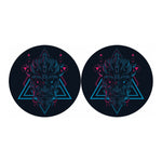 Geometric Japanese Demon Print Car Coasters