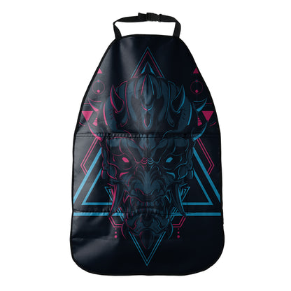 Geometric Japanese Demon Print Car Seat Organizers