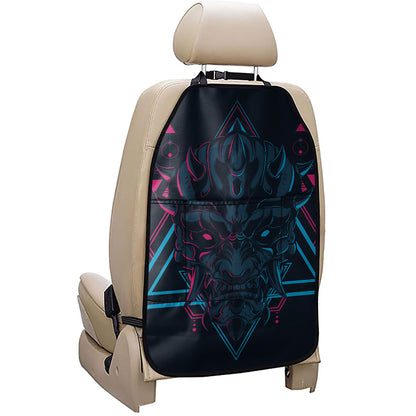 Geometric Japanese Demon Print Car Seat Organizers