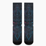 Geometric Japanese Demon Print Crew Socks