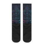 Geometric Japanese Demon Print Crew Socks