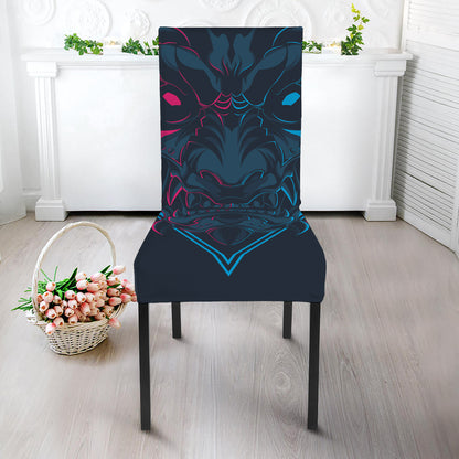 Geometric Japanese Demon Print Dining Chair Slipcover