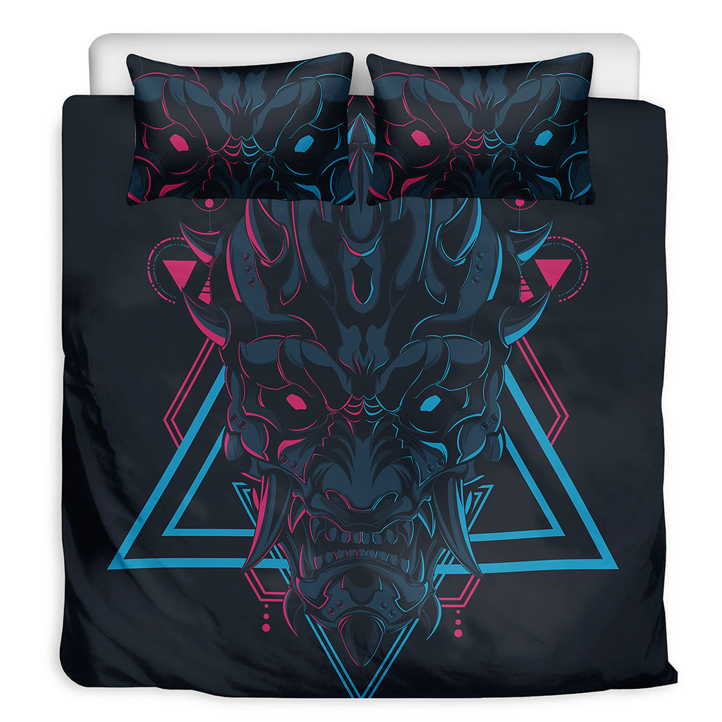 Geometric Japanese Demon Print Duvet Cover Bedding Set