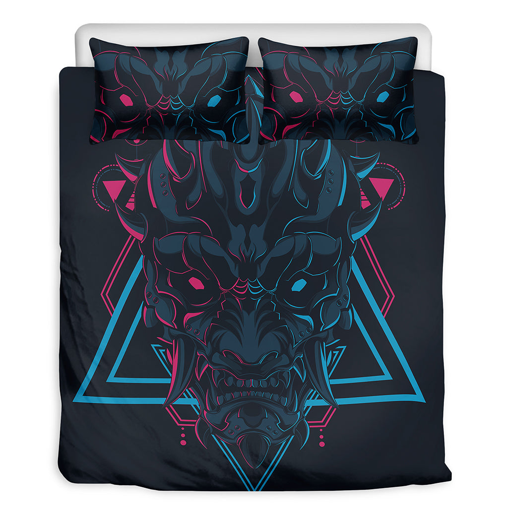 Geometric Japanese Demon Print Duvet Cover Bedding Set
