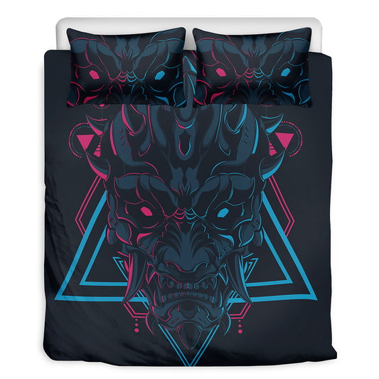 Geometric Japanese Demon Print Duvet Cover Bedding Set