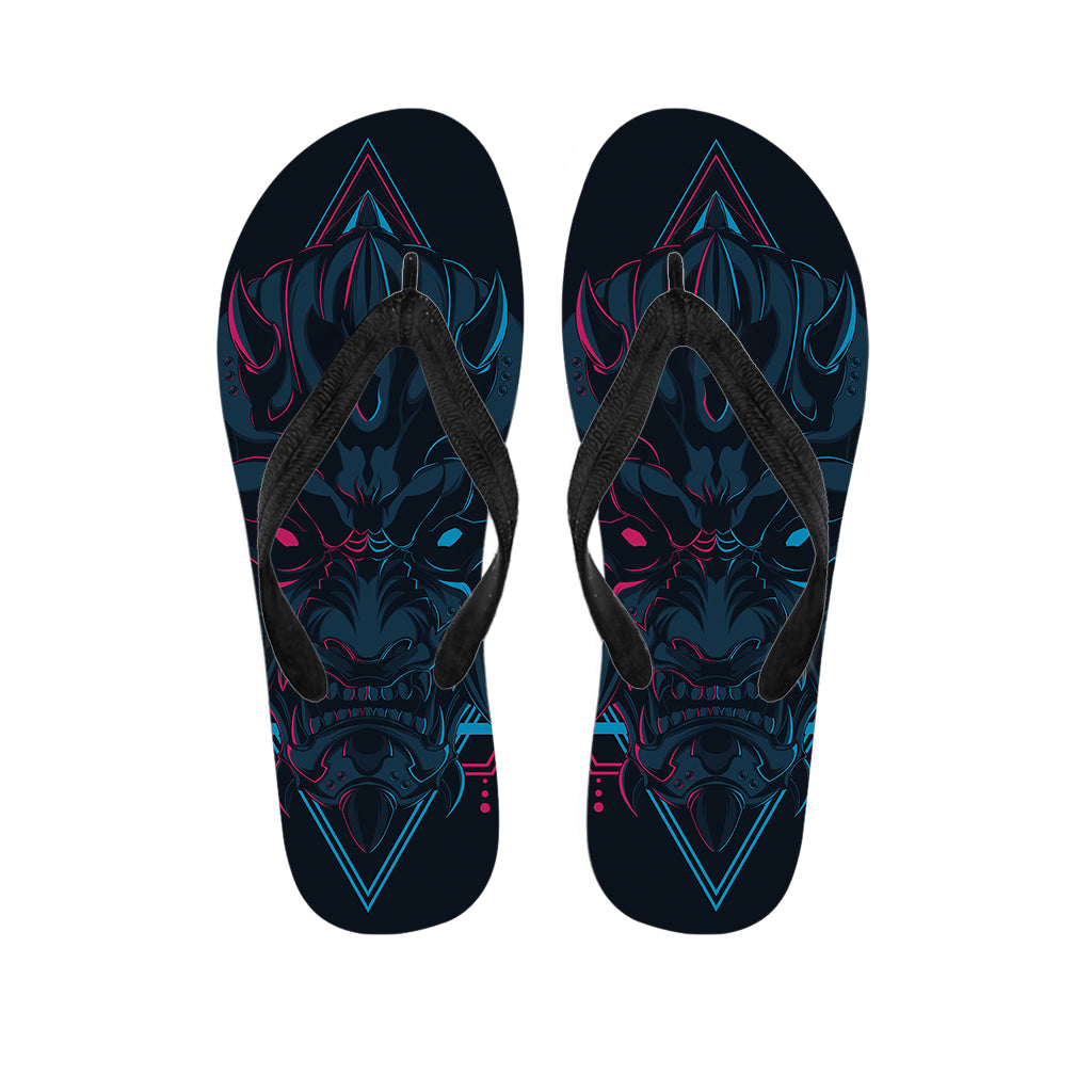 Geometric Japanese Demon Print Flip Flops