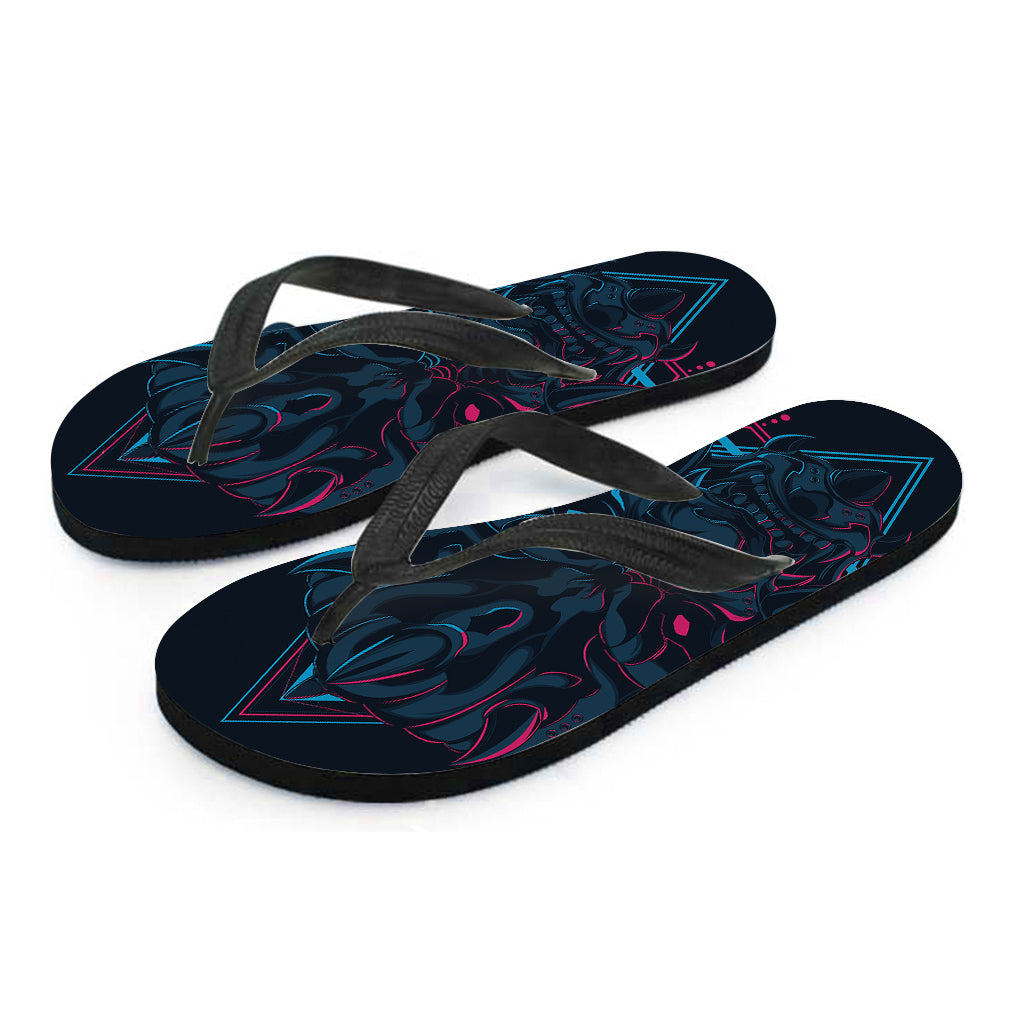 Geometric Japanese Demon Print Flip Flops