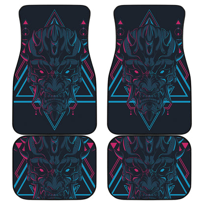 Geometric Japanese Demon Print Front and Back Car Floor Mats