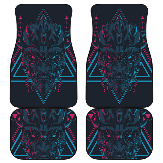 Geometric Japanese Demon Print Front and Back Car Floor Mats