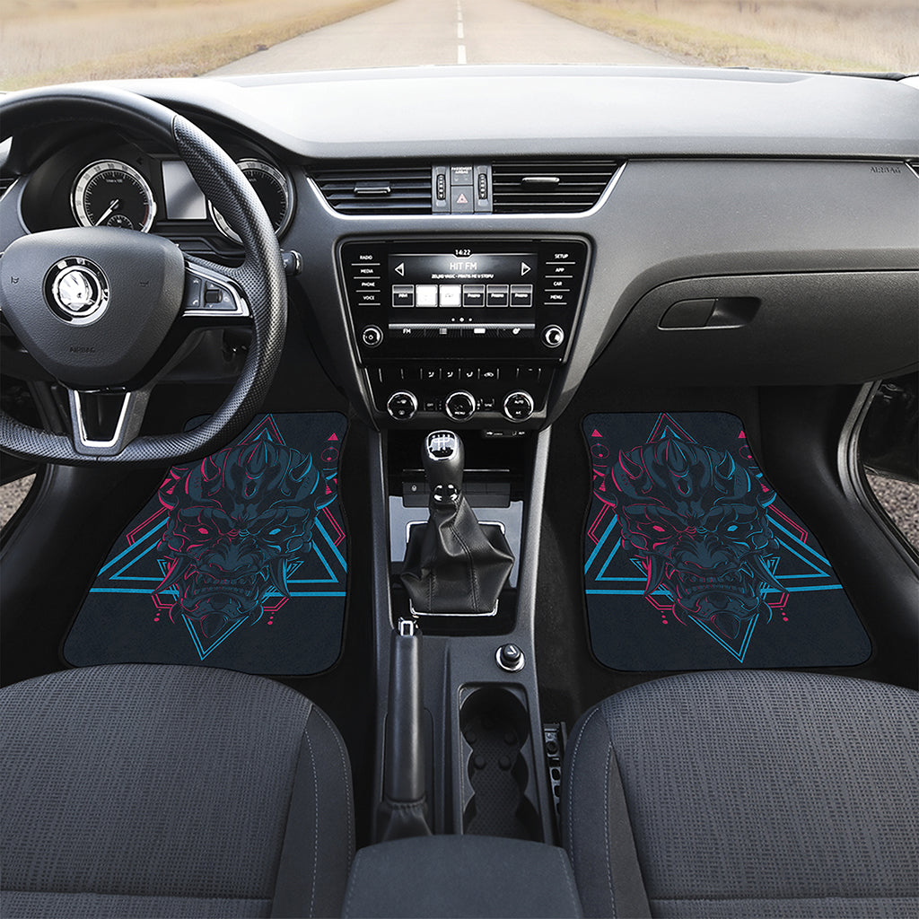 Geometric Japanese Demon Print Front and Back Car Floor Mats