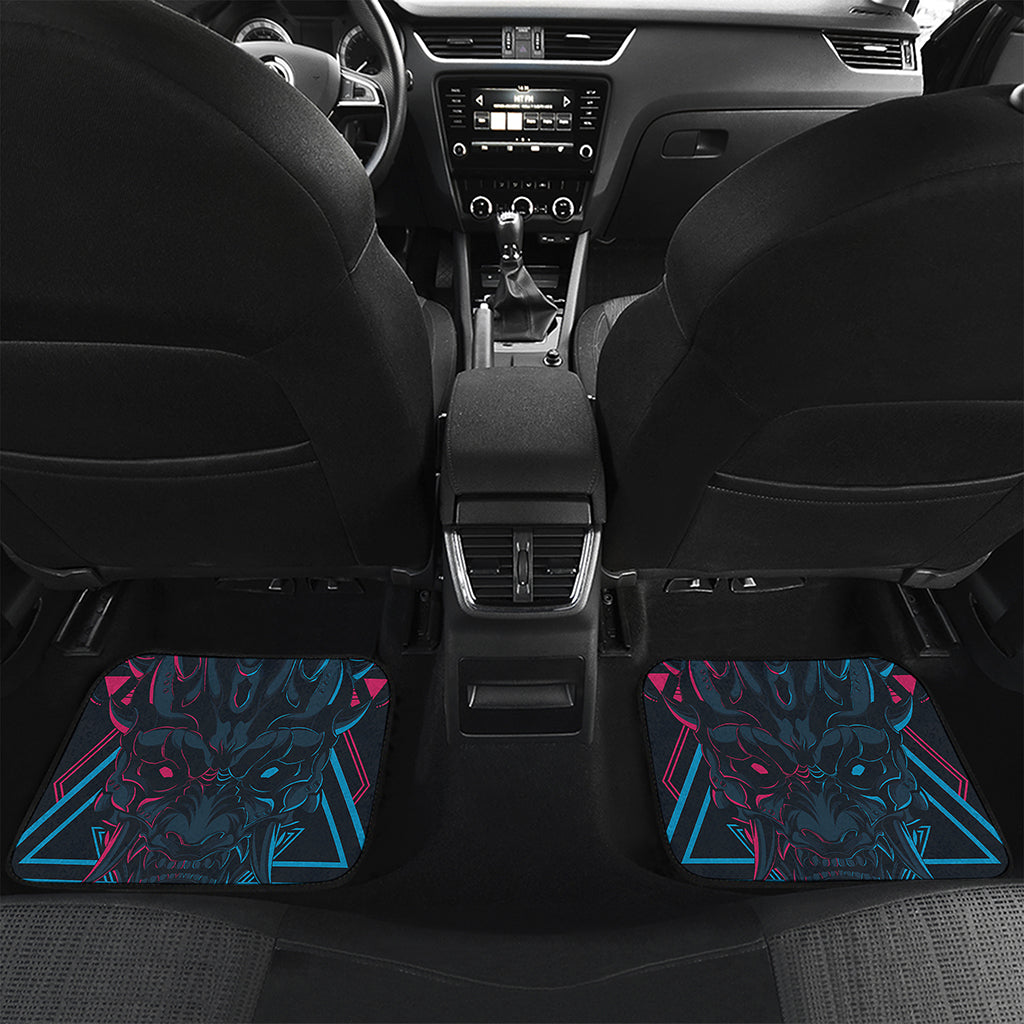 Geometric Japanese Demon Print Front and Back Car Floor Mats