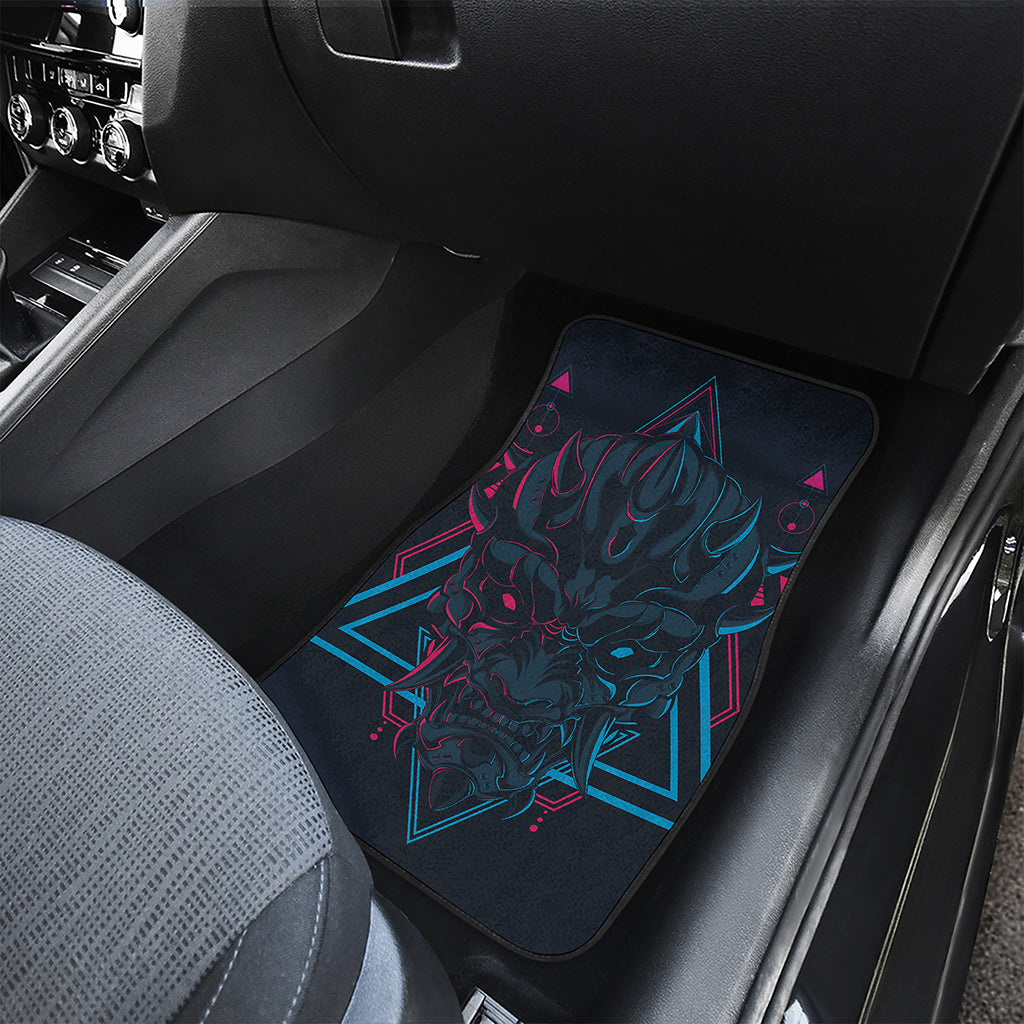Geometric Japanese Demon Print Front and Back Car Floor Mats