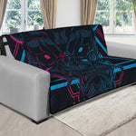 Geometric Japanese Demon Print Futon Protector