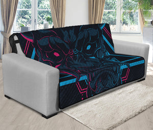 Geometric Japanese Demon Print Futon Protector