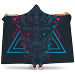 Geometric Japanese Demon Print Hooded Blanket