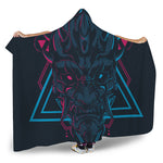 Geometric Japanese Demon Print Hooded Blanket