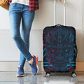 Geometric Japanese Demon Print Luggage Cover