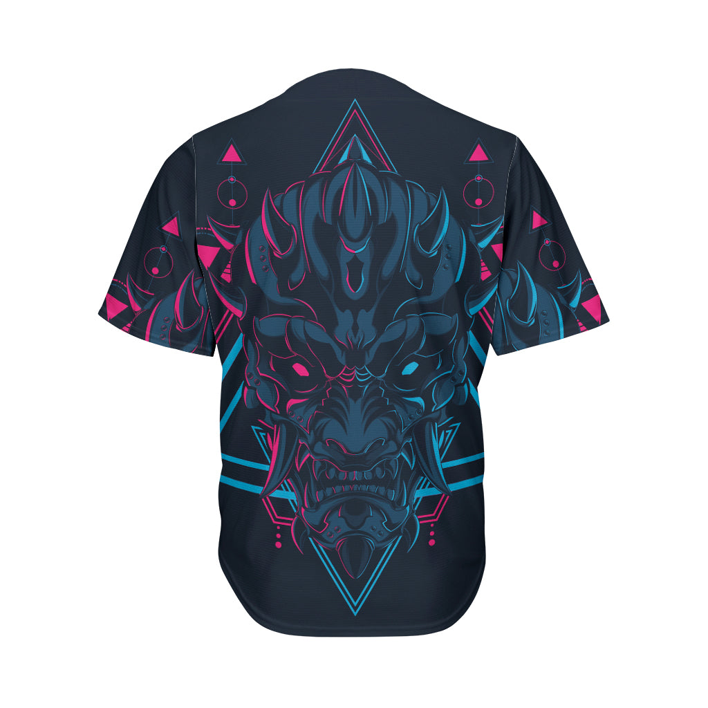 Geometric Japanese Demon Print Men's Baseball Jersey