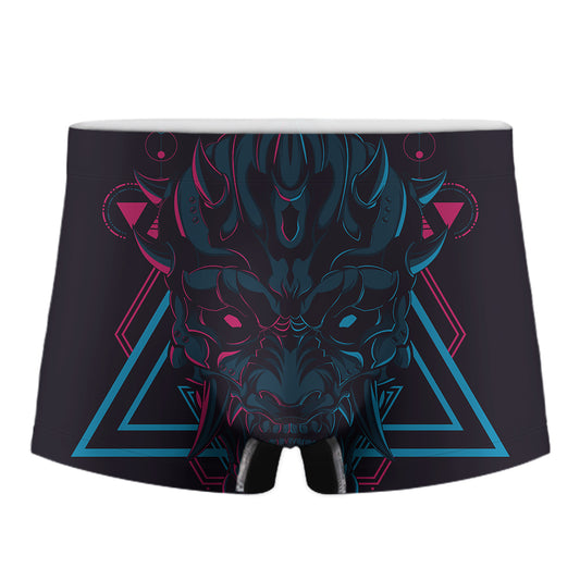 Geometric Japanese Demon Print Men's Boxer Briefs