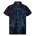 Geometric Japanese Demon Print Men's Short Sleeve Shirt