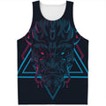 Geometric Japanese Demon Print Men's Tank Top