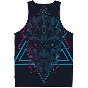 Geometric Japanese Demon Print Men's Tank Top