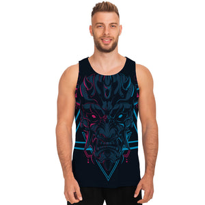 Geometric Japanese Demon Print Men's Tank Top