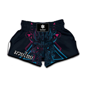 Geometric Japanese Demon Print Muay Thai Boxing Shorts