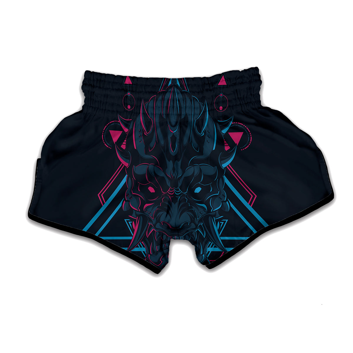 Geometric Japanese Demon Print Muay Thai Boxing Shorts