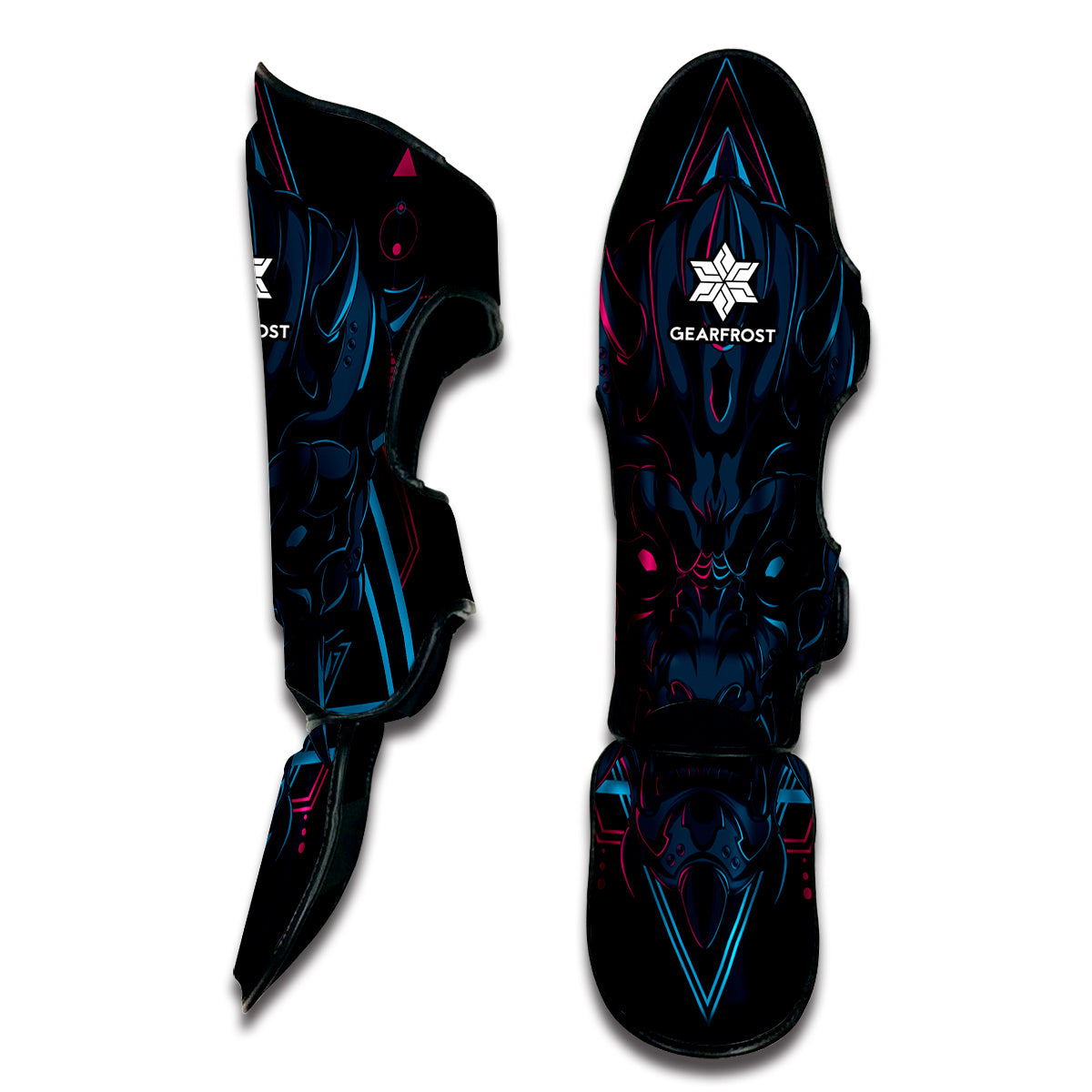 Geometric Japanese Demon Print Muay Thai Shin Guard