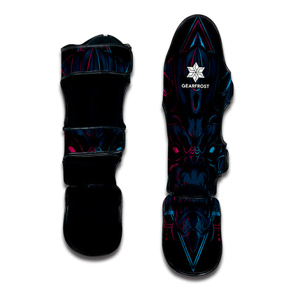 Geometric Japanese Demon Print Muay Thai Shin Guard